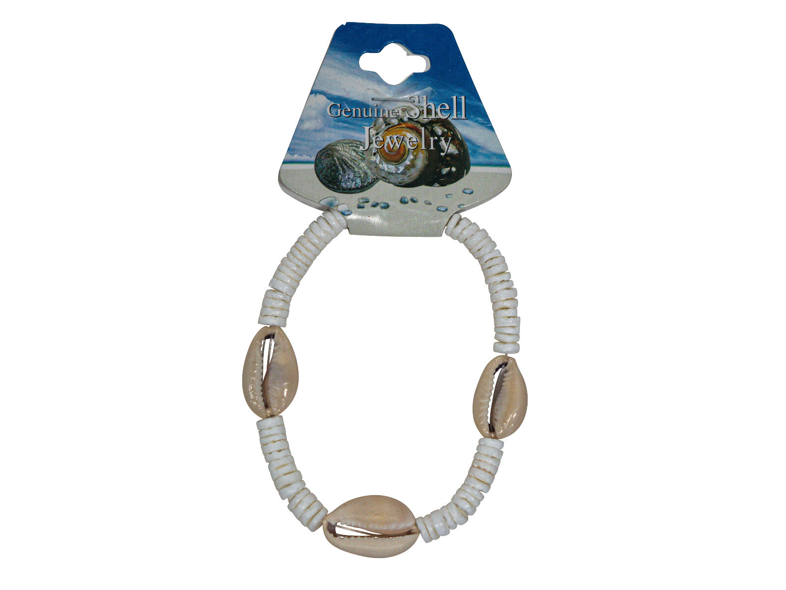 7.5" Cowrie Shells & Puka Chips Bracelet (269-BP01-AS) 8UN12
