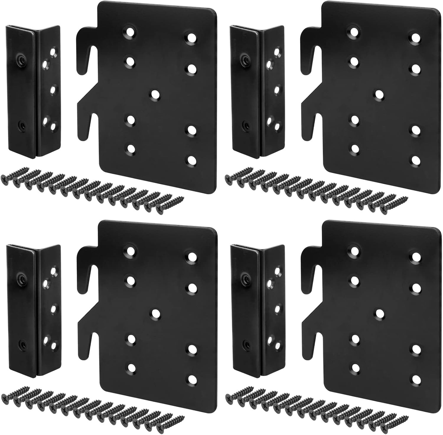 GBGS 4 Sets Bed Frame Bed Post Double Hook Slot Bracket, Cold Rolled Steel 5