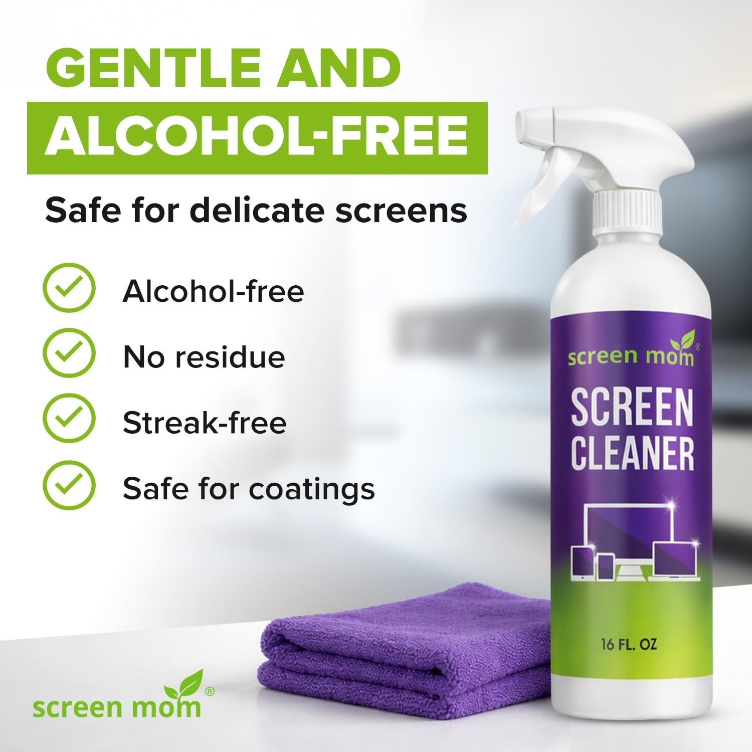 Screen Mom Screen Cleaner Spray 16oz for TV, Laptop, & Computer