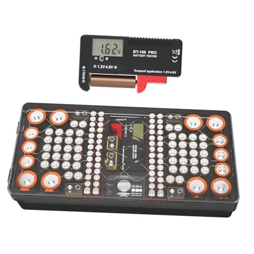 Battery Storage & Organizer Case with Tester, Stores & Holds 136 Batteries