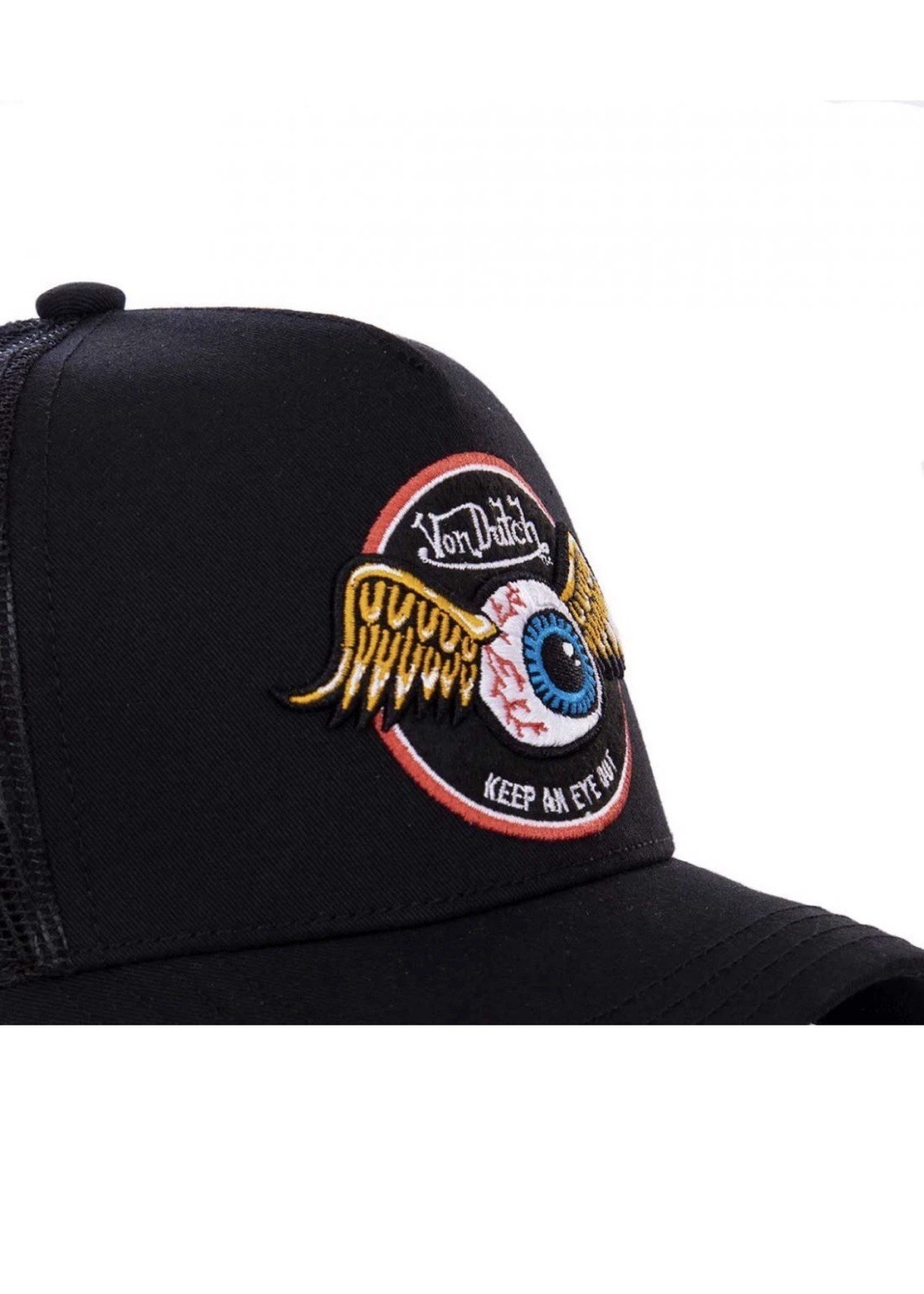 Von Dutch Men's Trucker Hat Adjustable Mesh Back Black Embroidered Keep An Eye …