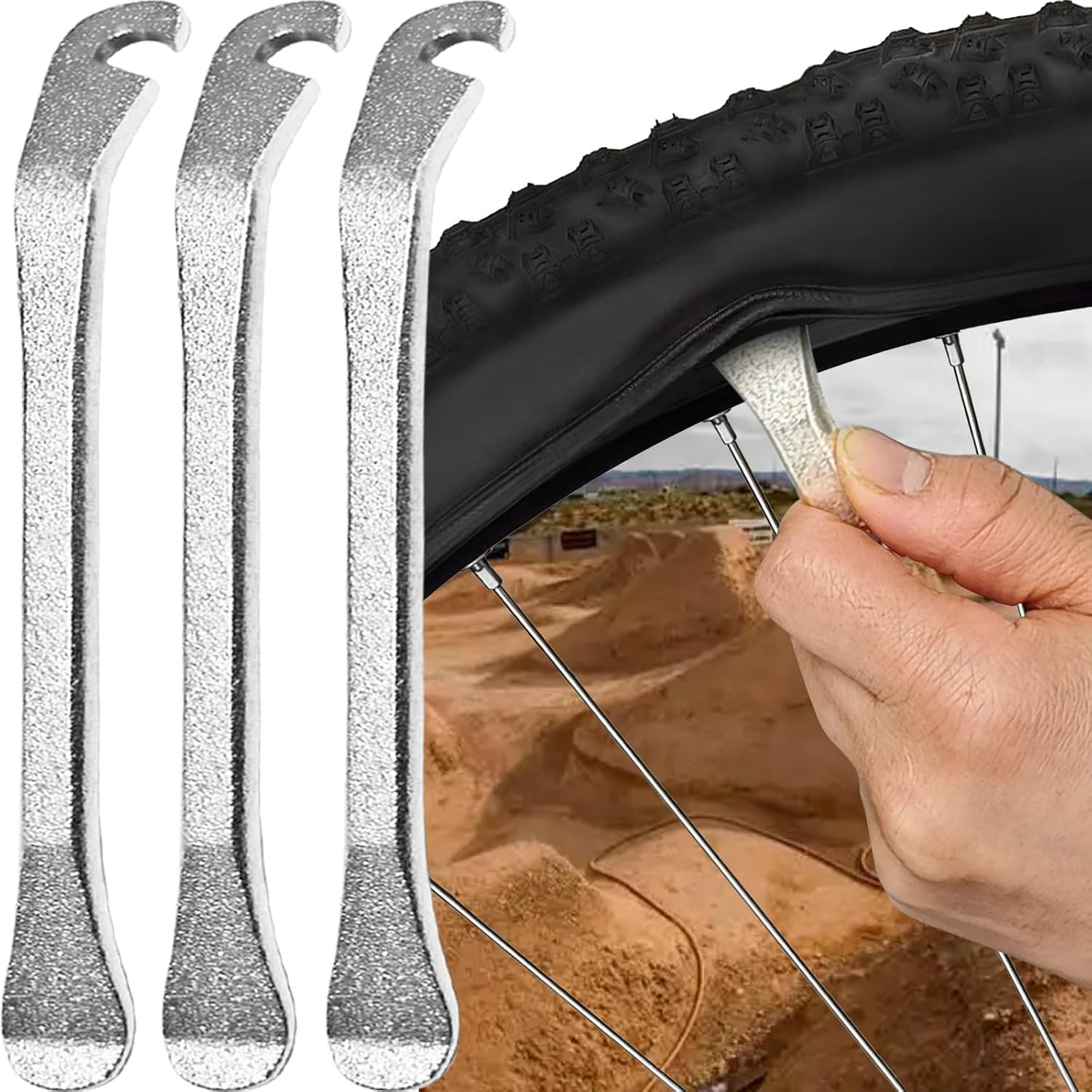 Bike Tire Levers, Stainless Steel Tire Spoons to Repair Bike Tube, Iron Bicycle