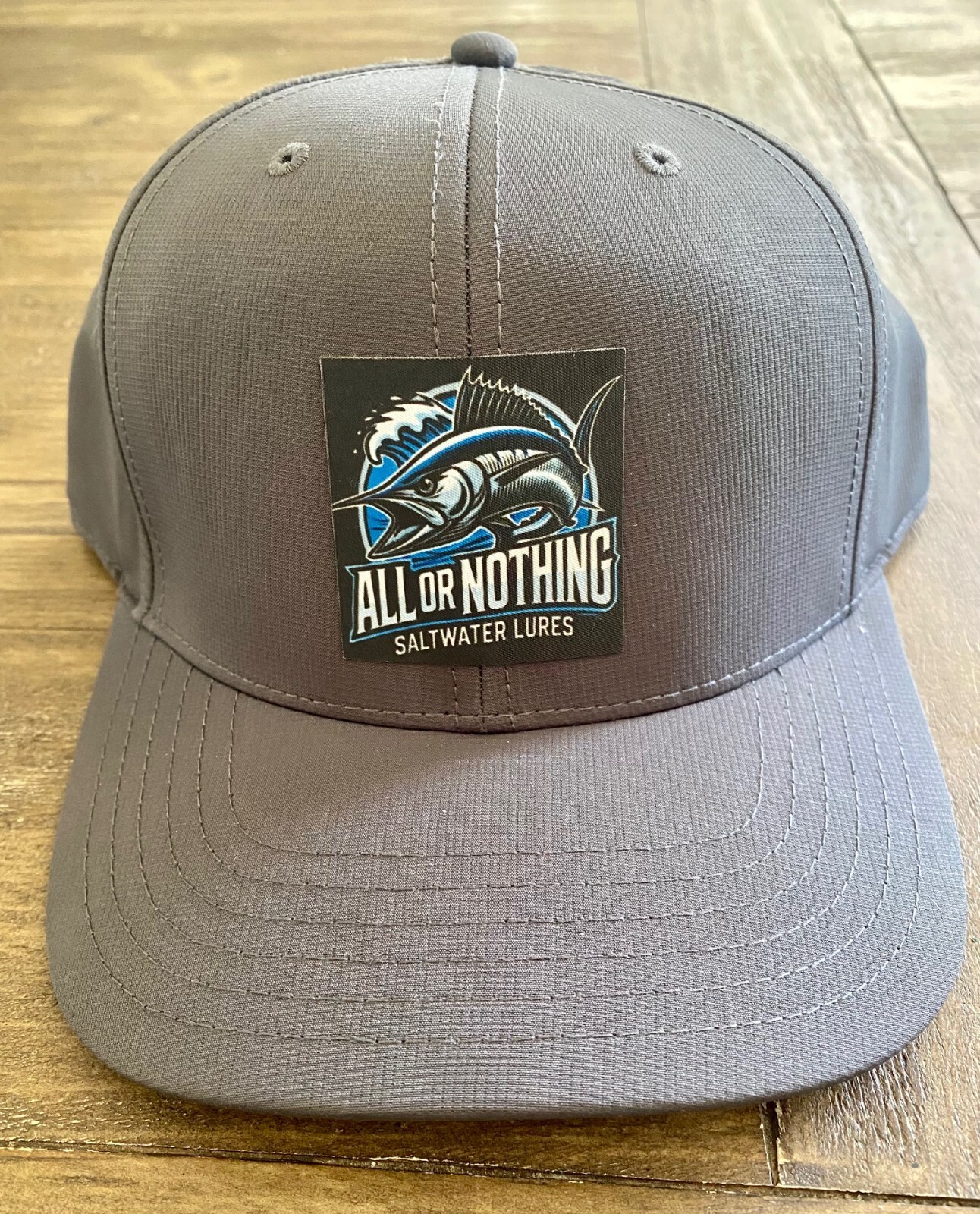 All or Nothing Marlin (Black) Mid Profile- 6-Panel Cap - Fishing hat