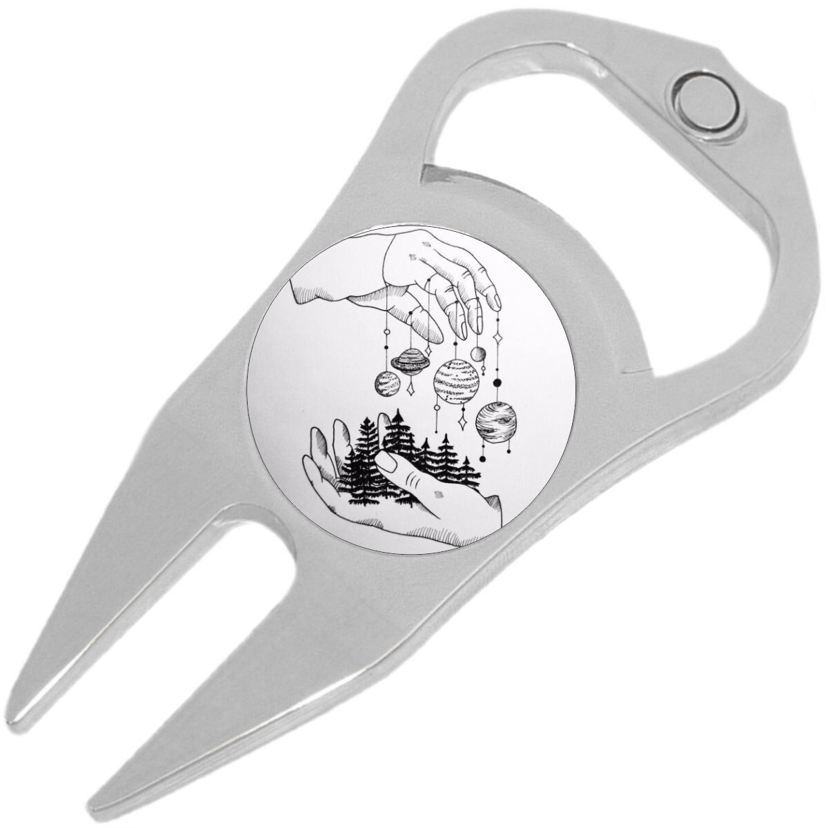 Planet Puppeteer Golf Ball Marker Divot Repair Tool Bottle Opener