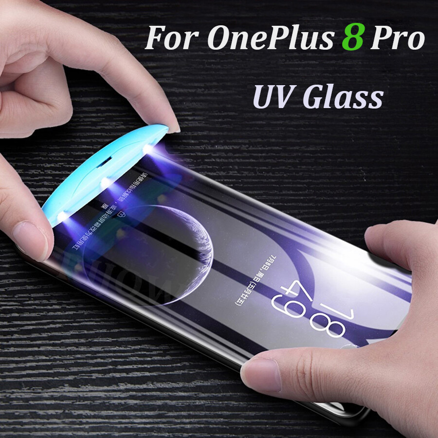 For OnePlus 7Pro 8 Pro UV Liquid Full Glue Tempered Glass Screen Protector Case
