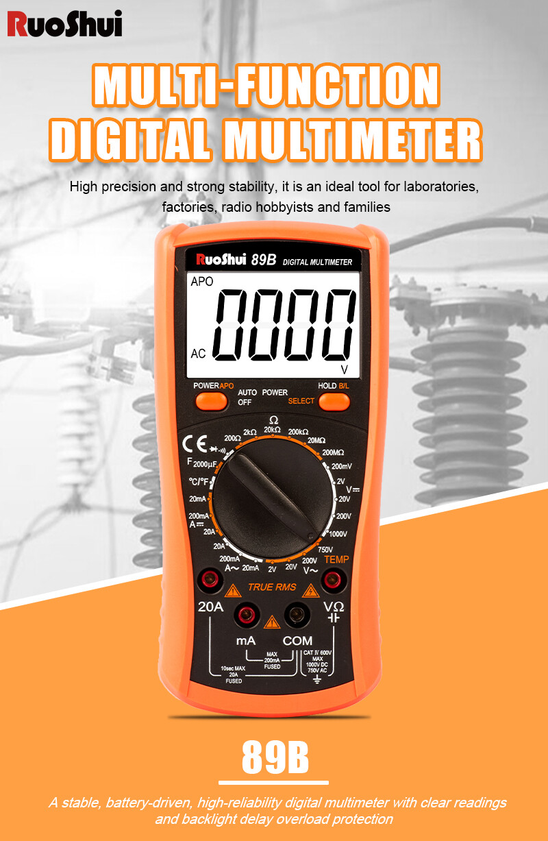 Digital Multimeter Voltmeter Ammeter Ohmmeter Volt AC DC Tester Leads Meter