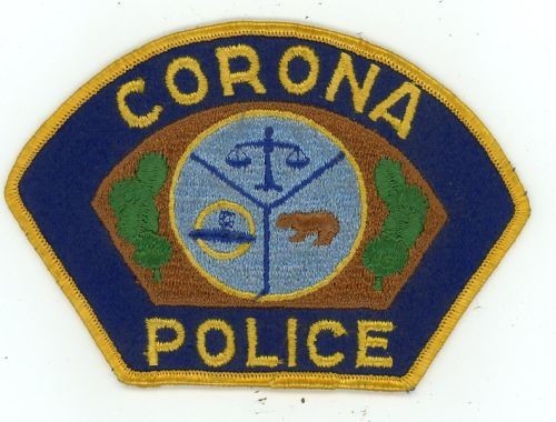 CALIFORNIA CA CORONA POLICE NICE SHOULDER PATCH SHERIFF OLD BACKING