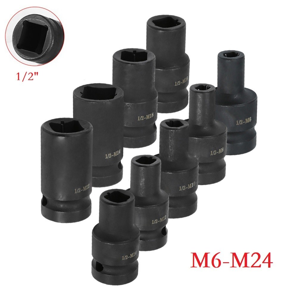 Double head Suqare Tap Socket 1/2inch driver for Pneumatic ratchet wrench M6-M24