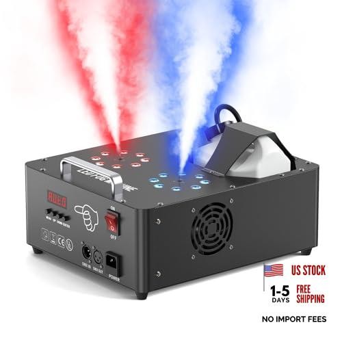 2000W Professional Fog Machine Dual Nozzle with6 RGB LED, DMX Control 1 Black