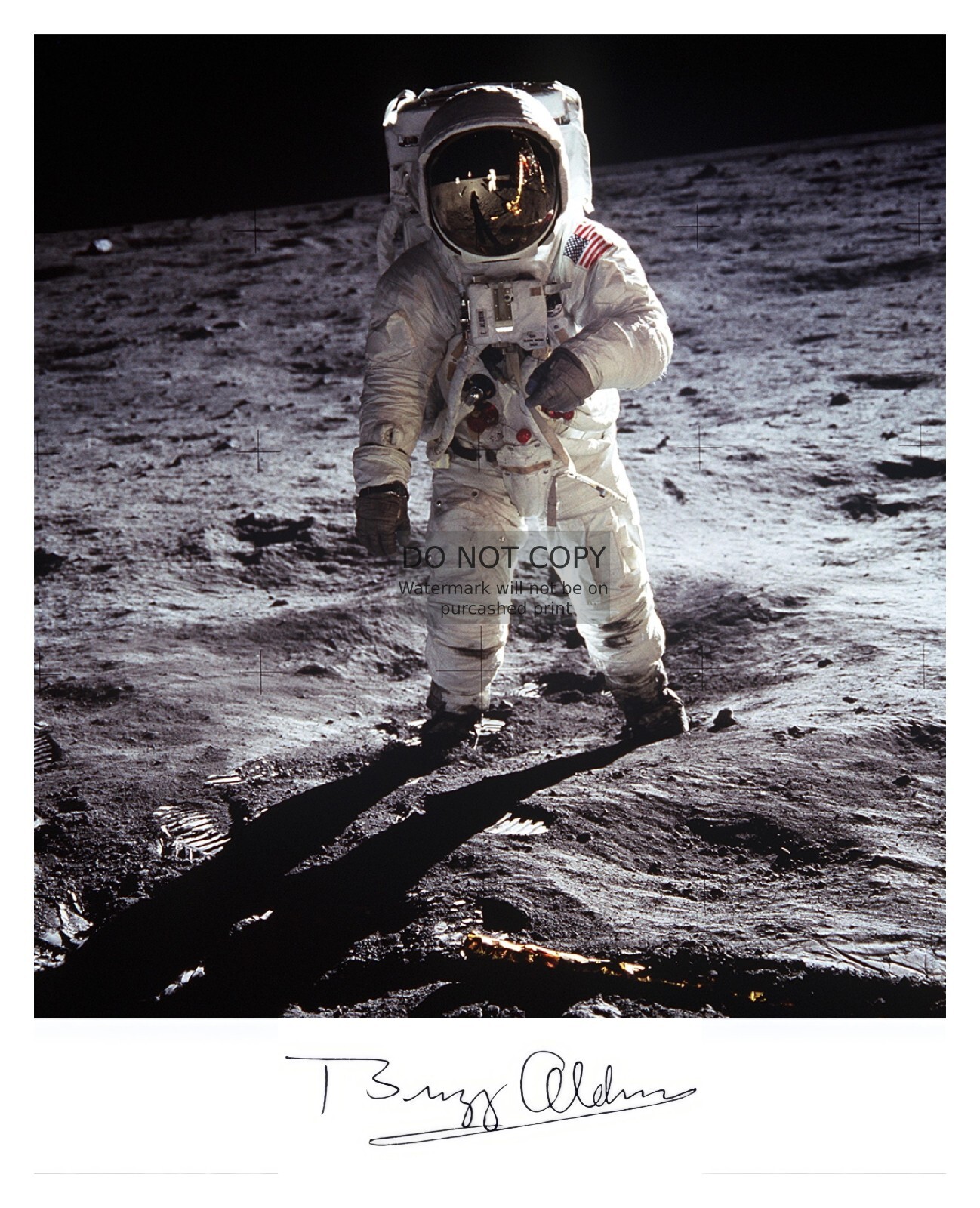 BUZZ ALDRIN APOLLO 11 ASTRONAUT ON THE MOON AUTOGRAPHED PORTRAIT 8X10 NASA PHOTO