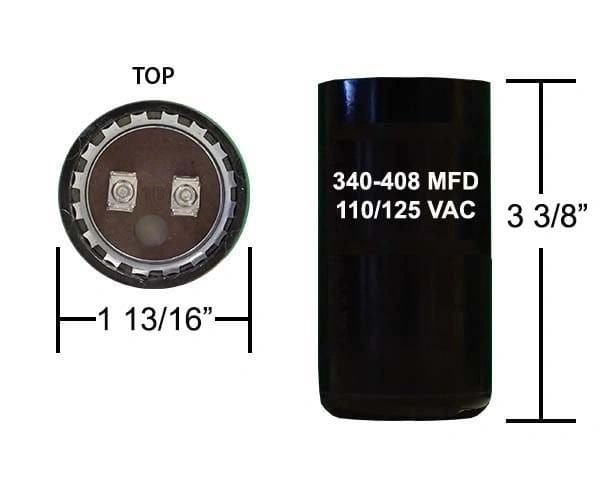 340-408 MFD 110/125 VAC motor start capacitor