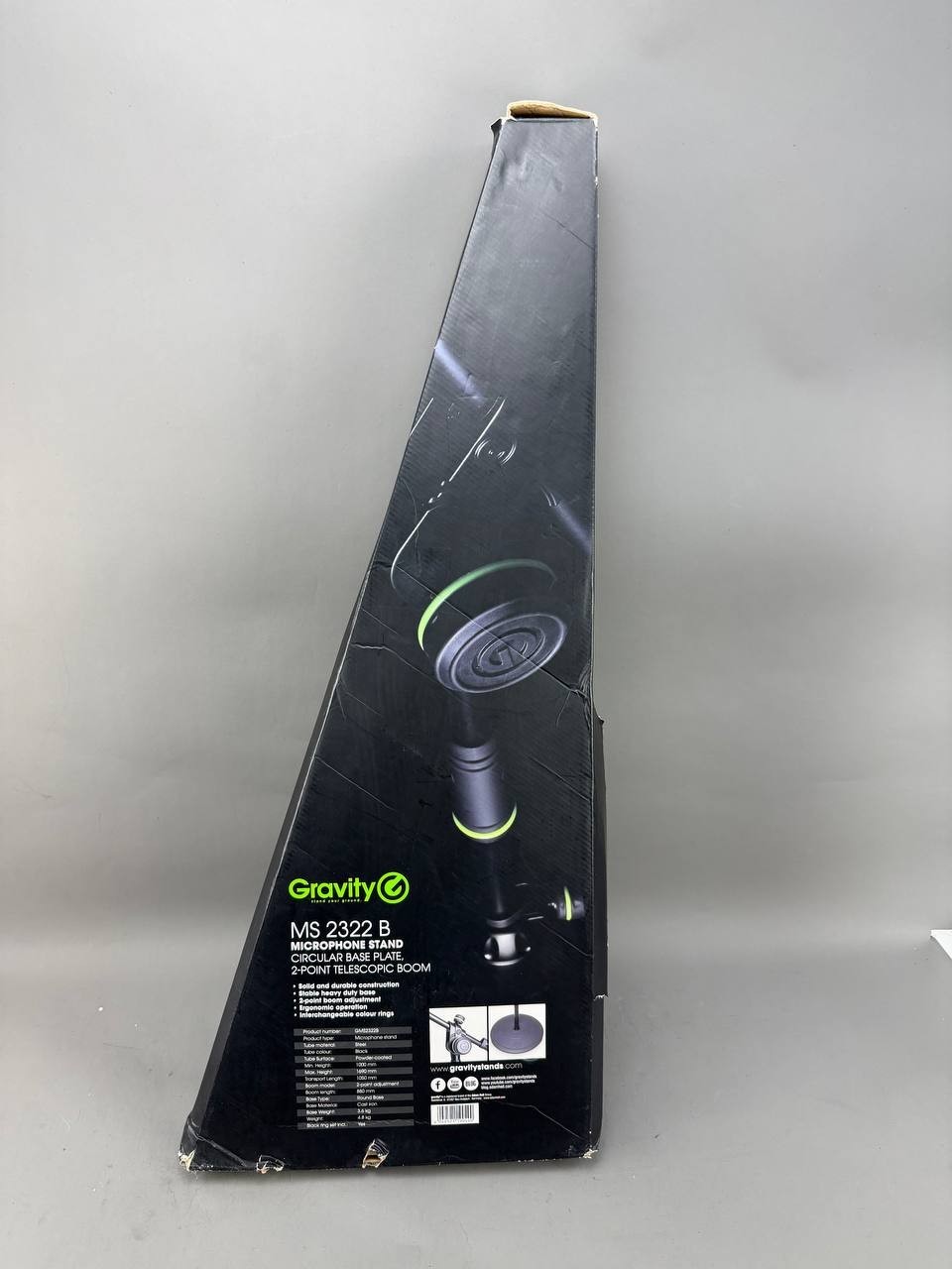 Gravity MS 2322 B Microphone Stand with Round Base and Telescoping Boom