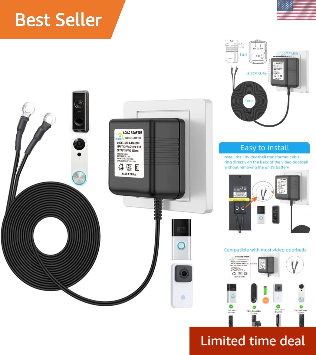 Reliable Power Supply for Video Doorbells - 18V 500mA, Noise-Reducing Design