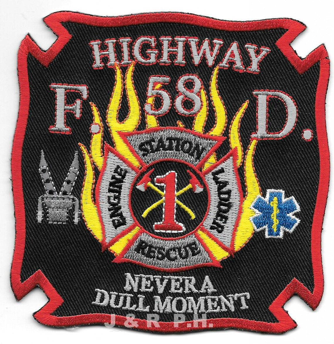 Highway 58  Station-1, TN  "Never A Dull Moment"  (4" x 4" size) fire patch