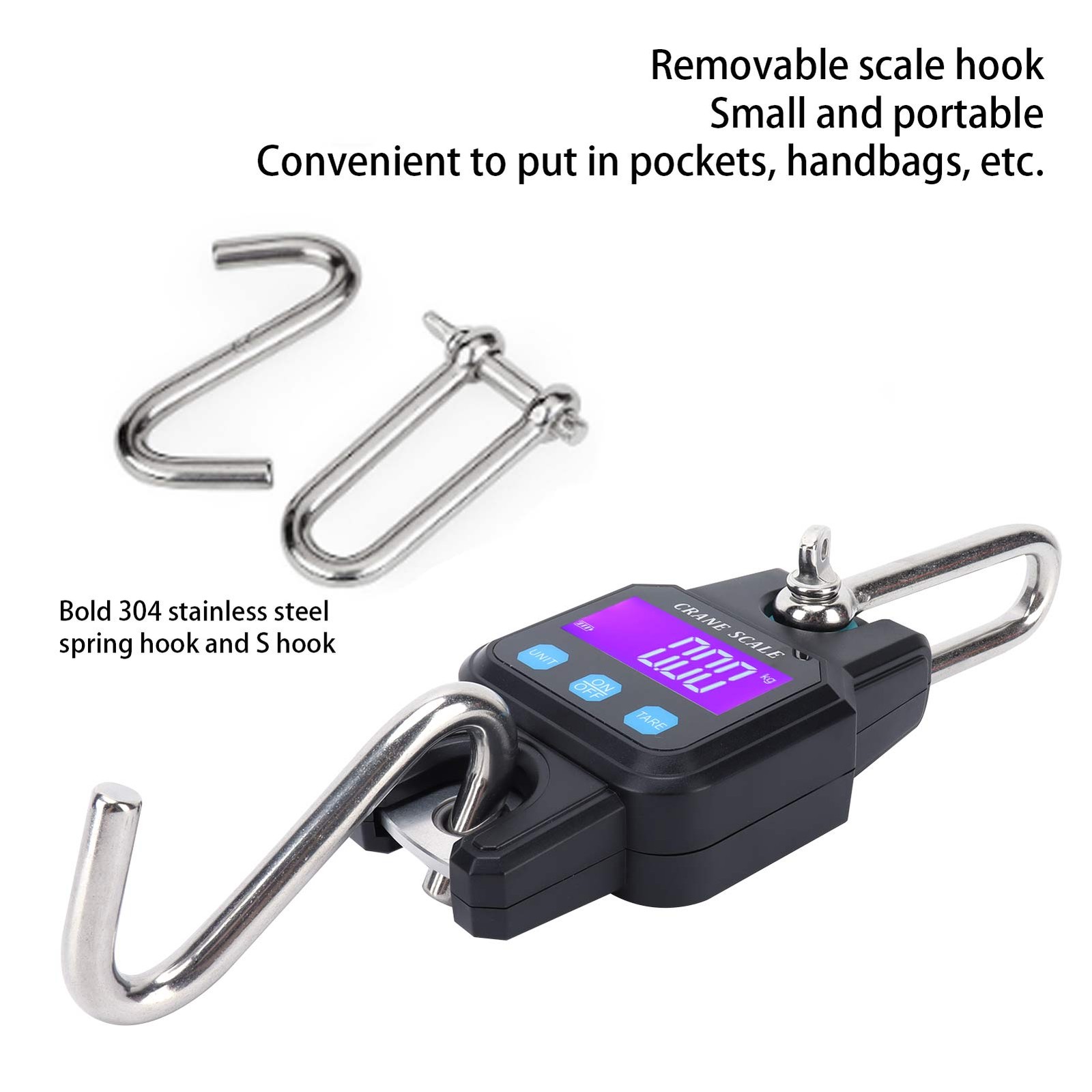 (Black)WH-C06 Rechargeable Digital Hanging Scale Mini Crane Scale Electronic US