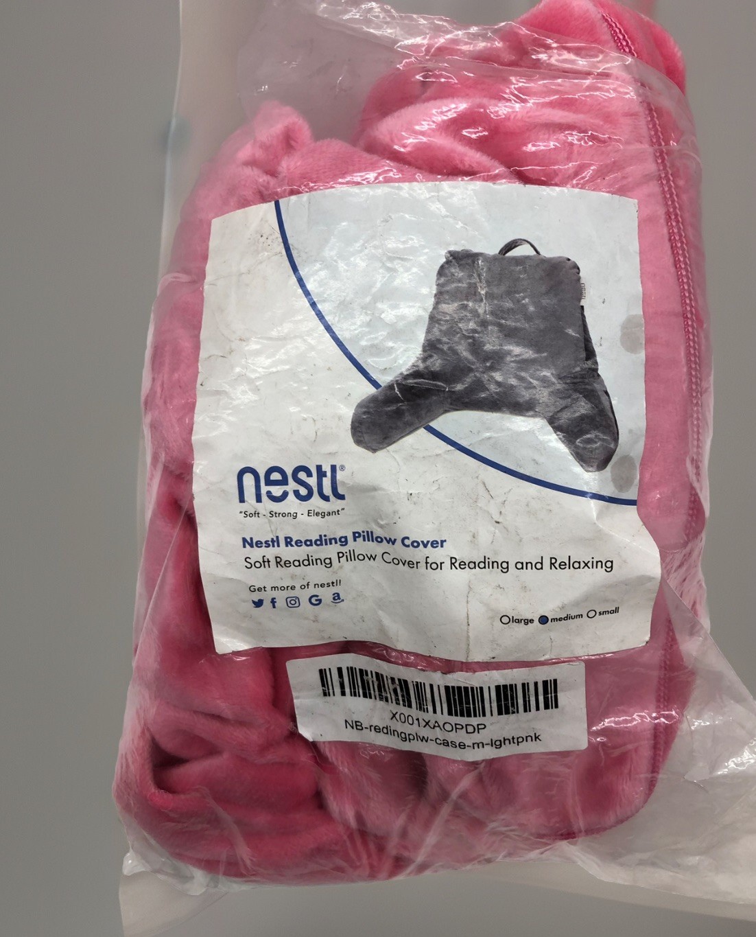 Nestl ReadingBack Pillow, W/Pockets, Memory Foam, Grey, Standard Pillow