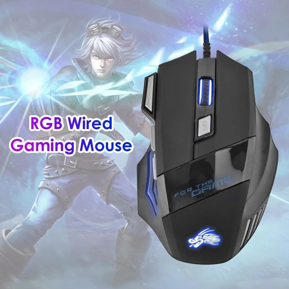5500 DPI Gaming Mouse 7 Button USB Wired LED Breathing Fire Button Laptop PC