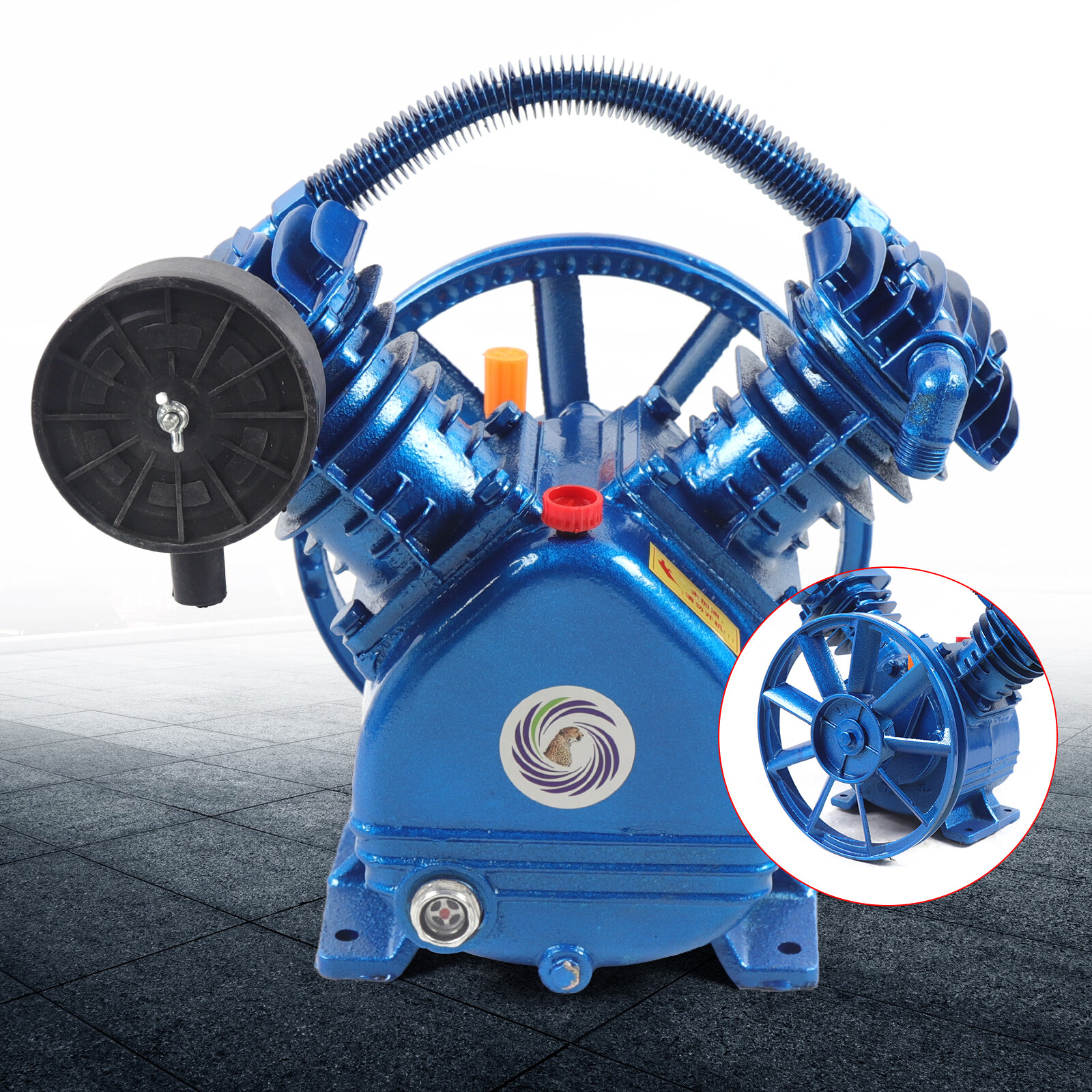 V Style 175PSI 3HP Twin-Cylinder Air Compressor Pump Motor Head 2- Stage 8.8CFM