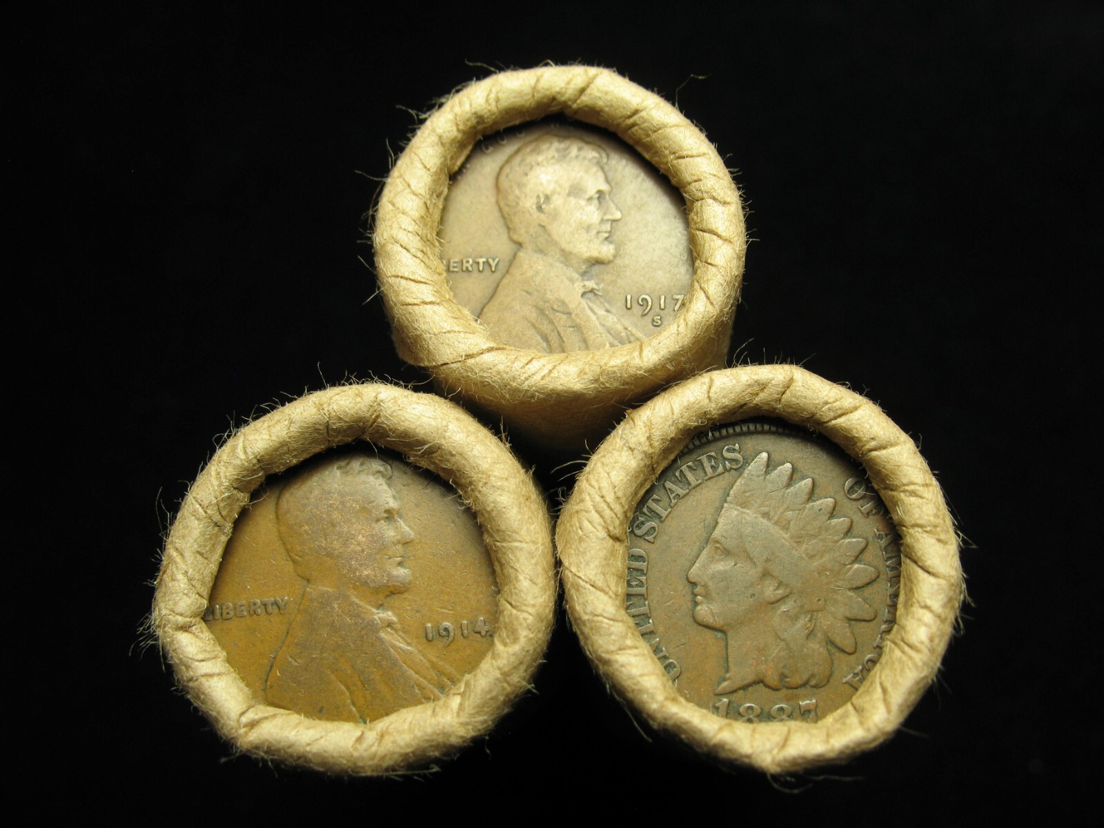 COPPER COINS! ONE SHOTGUN ROLL 50 INDIAN HEAD CENT & TEEN WHEAT PENNY 1858-1919