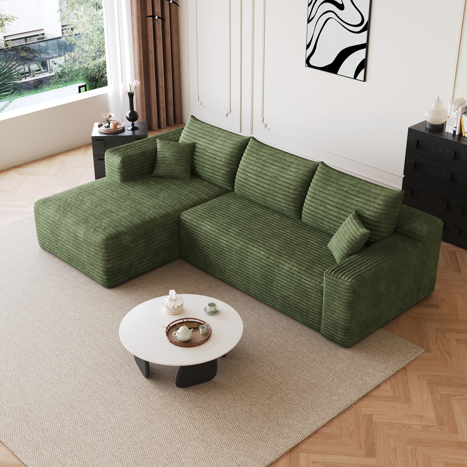 95" Cloud Sectional Sofa,Modern Minimalist Upholstered Couches, Comfort U Shaped