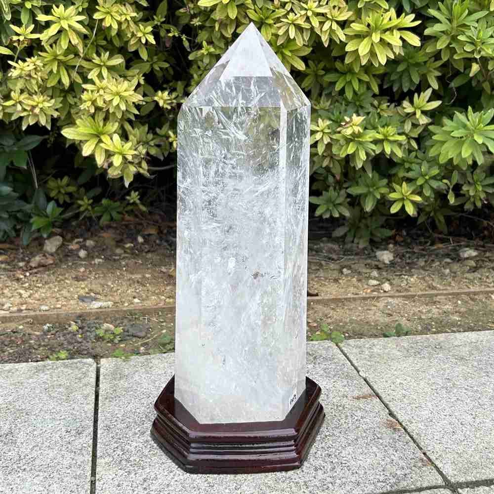 17.9LB TOP Natural clear quartz obelisk carved crystal wand point Reiki Tower