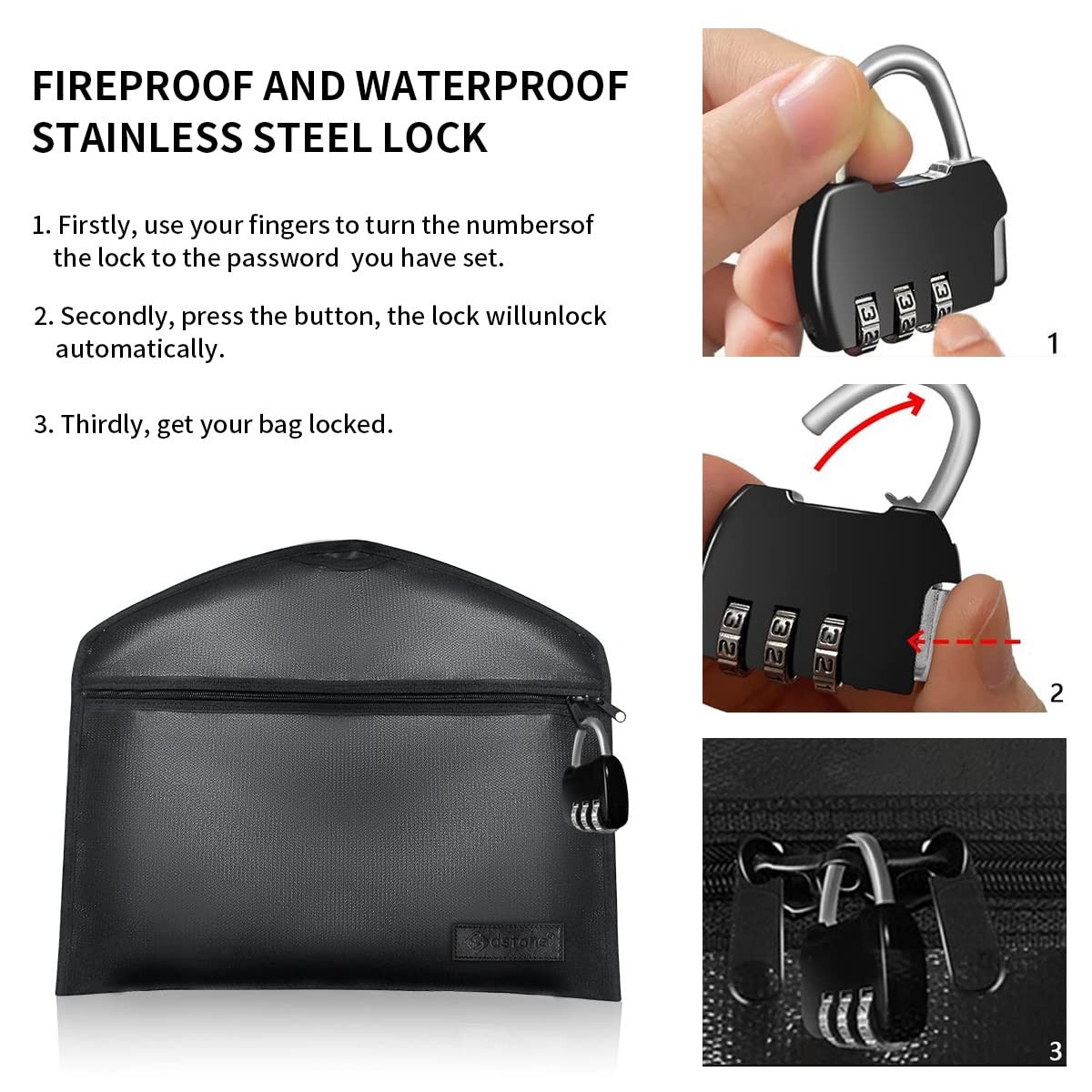 Hanger Diversion Fireproof & Waterproof Safe with Lock and Small Fireproof Bag,