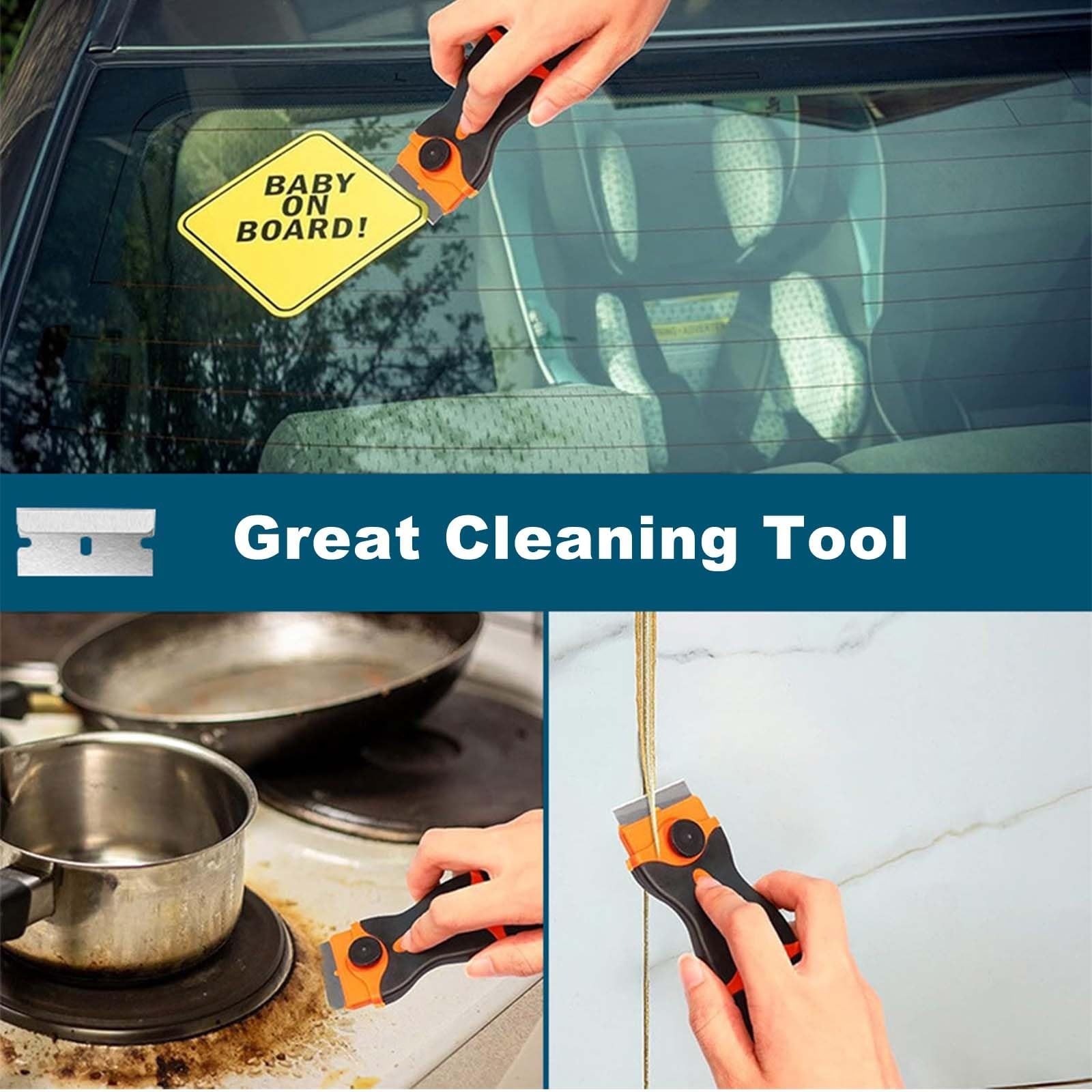 2 Pack Razor Blade Scraper Tool With Extra 10pcs Plastic Blades And 10pcs Met...