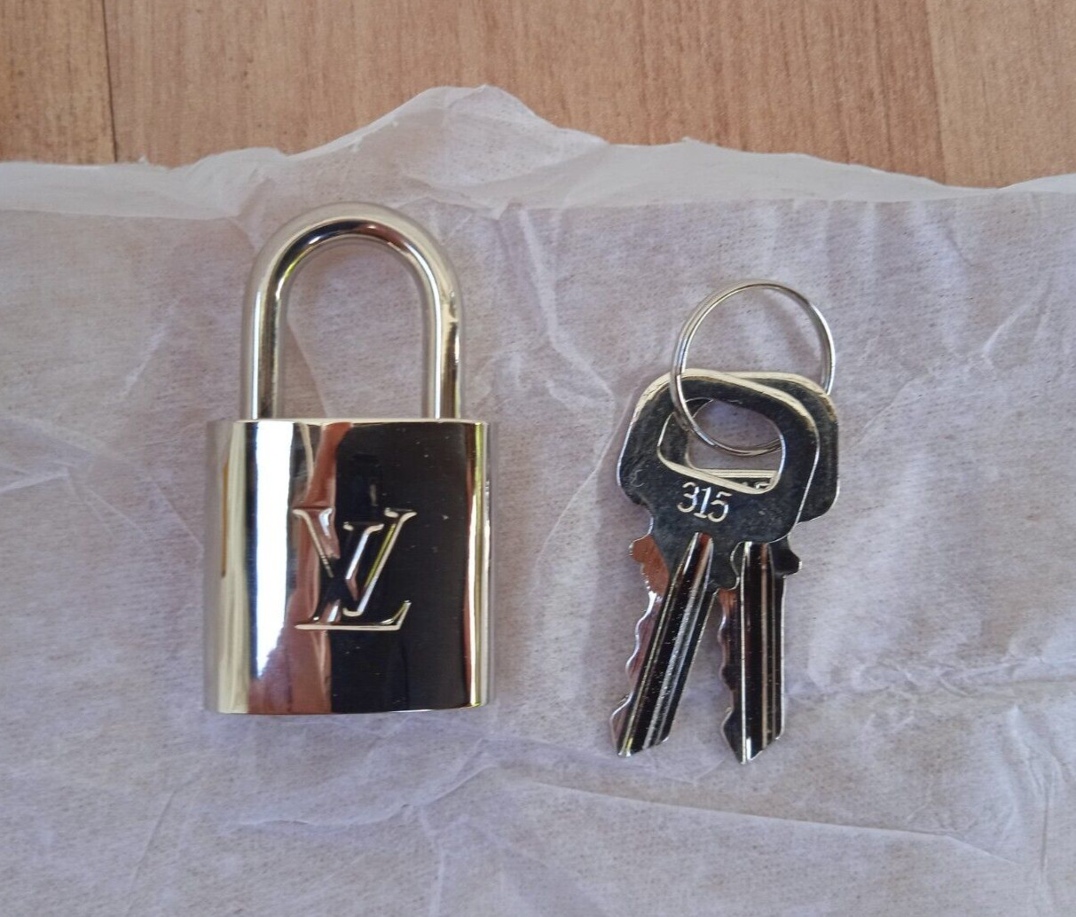 # 5 Louis Vuitton PadLock Lock &2 Key Brass Shinny Silver Number 315