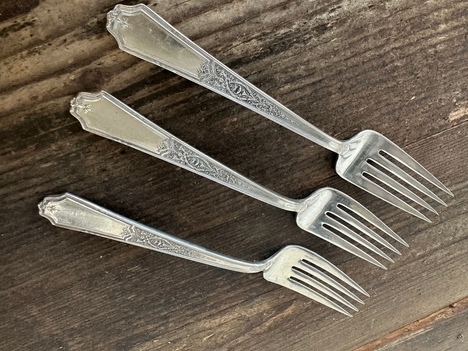 3 Salad Forks Ancestral International Silverplate 1924 6 1/8" No Monos IS Rogers