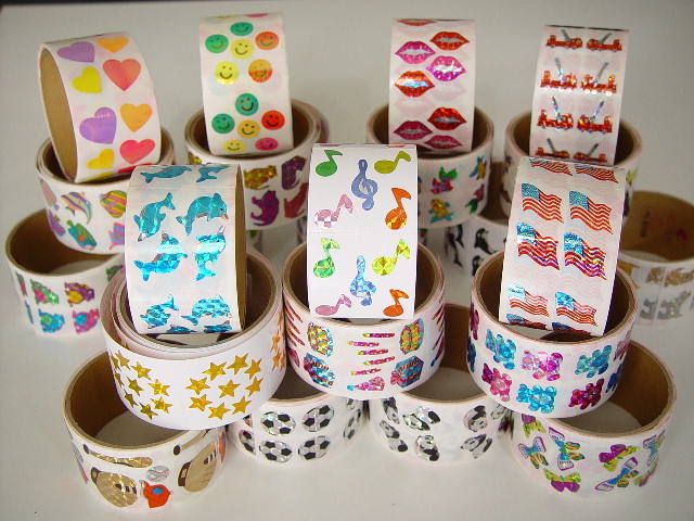 12 packages of Prismatic Teddy Bear Stickers, "Great 7" Sticker designs, PPZ6111