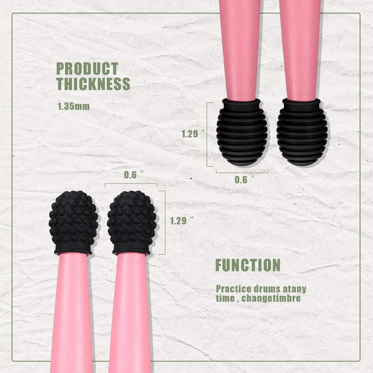 Stretchable Silicone Drumstick Tips - 4 Pack for Perfected Percussion Skills