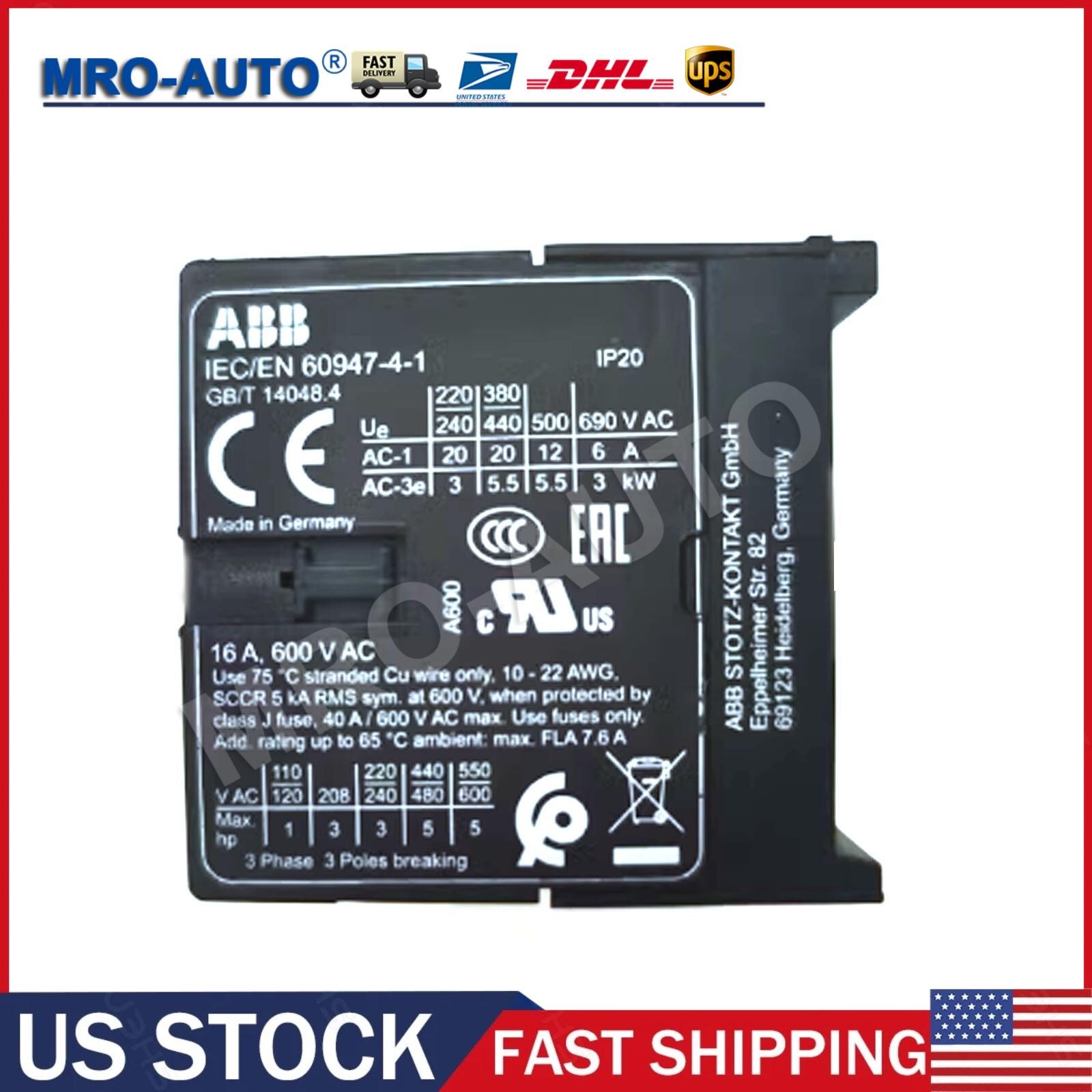 ABB IEC/EN60947-4-1 Contactor New In Box US Free TAX