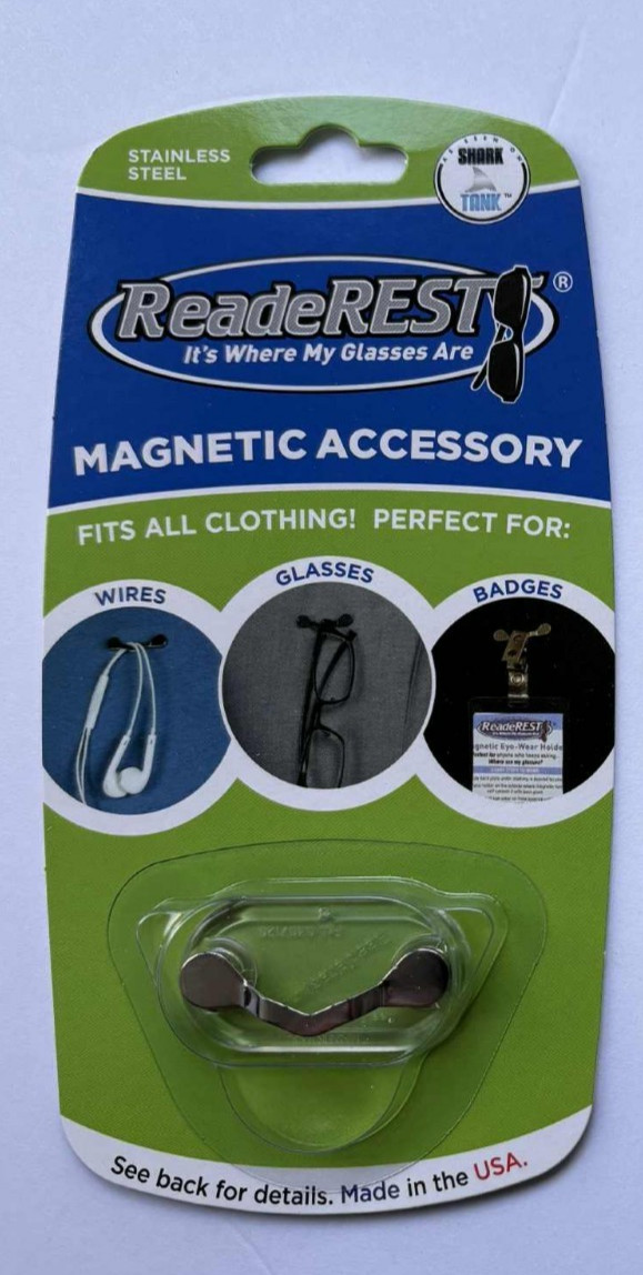 1pc ReadeRest Magnetic Eyeglass Holder Accessory New 1 Stainless/Silver USA Made