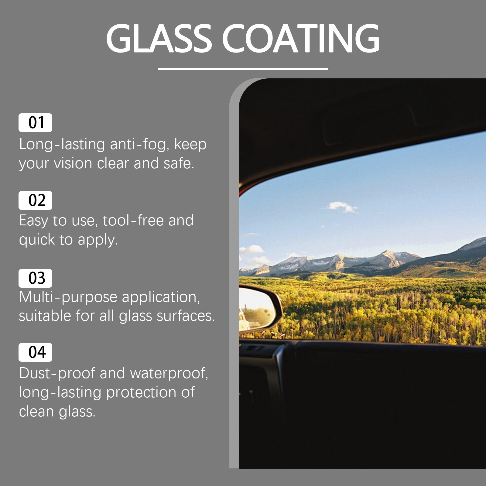 Automotive windshield coating agent for removing stains from the windshield