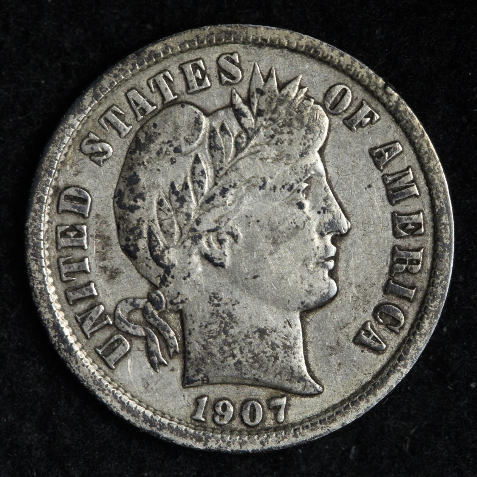 1907 Barber Silver Dime CHOICE FINE E214 QL