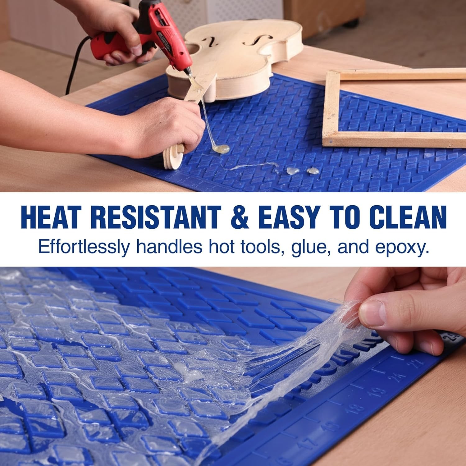 WORKPRO 2PC Silicone Glue Mat Non-Stick Workbench Pad Protector Measurement Grid