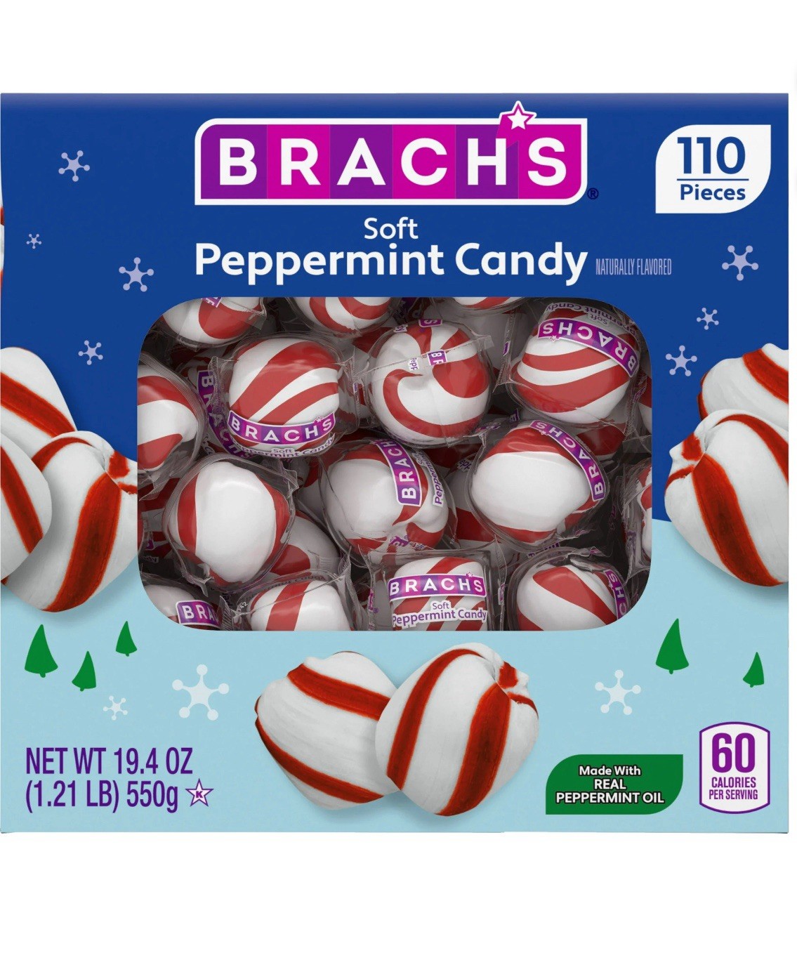 Brach's Soft Peppermint Candies - 110 Pieces Box / 19.4 oz - BB: Jun 2027