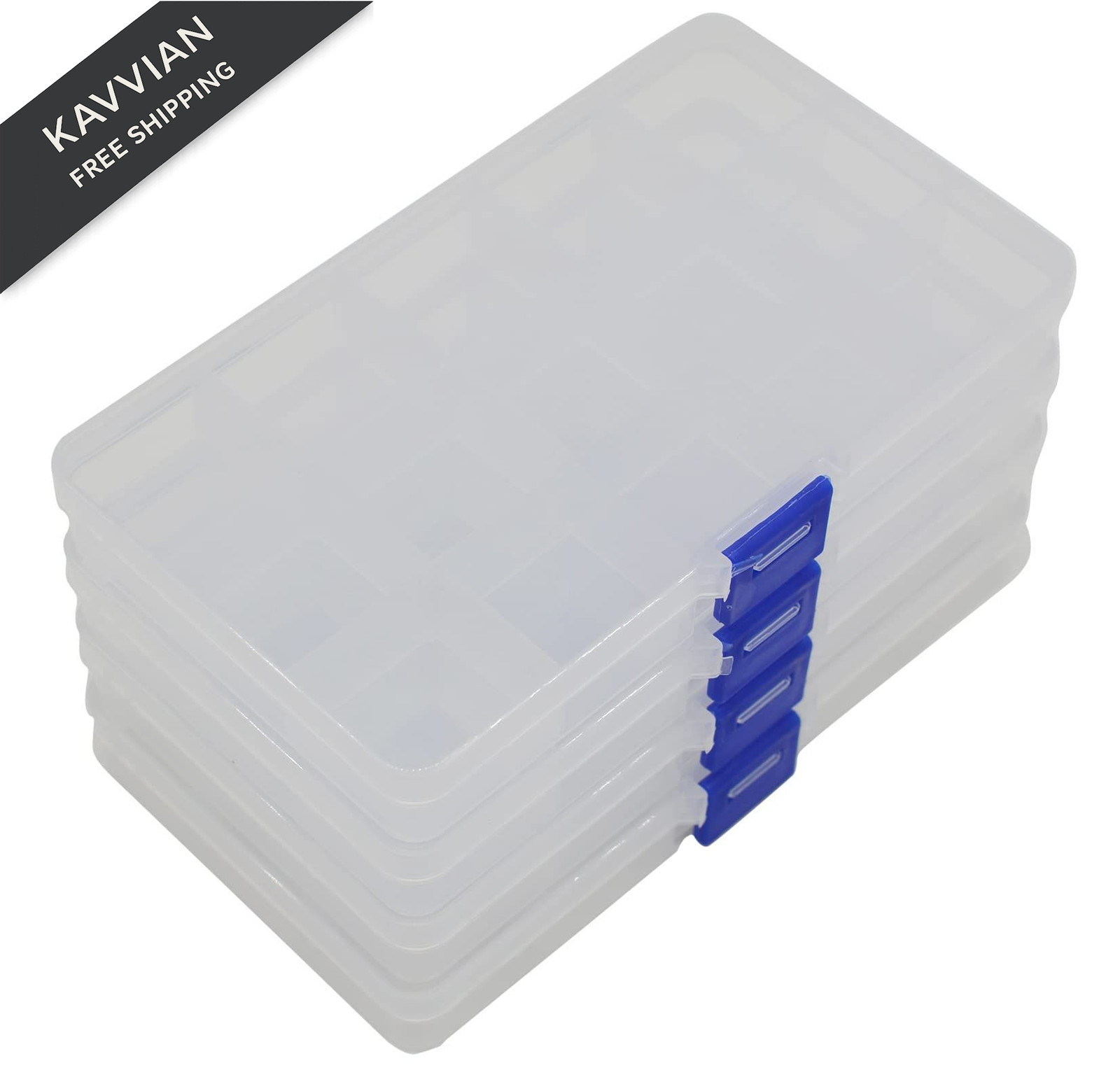 Yansanido 4 Pcs 15 Grids Clear 6.85 inches x 3.85 x 1 inch,