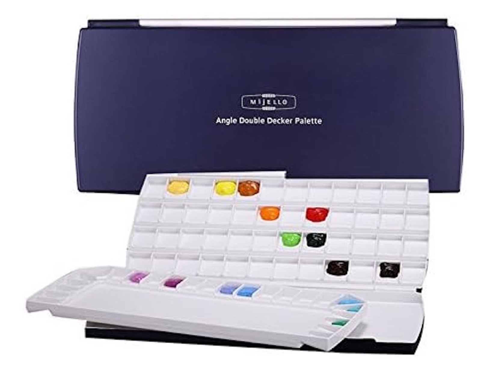 Mijello Watercolor Double Decker Palette, 72 Wells, 14.56" x 7.08" x 1.18", 1...