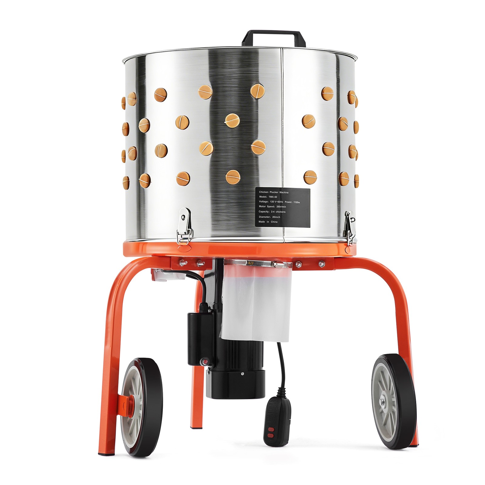 20" Chicken Plucker Machine Poultry Plucker SS Drum 3500RPM Motor 108 Fingers