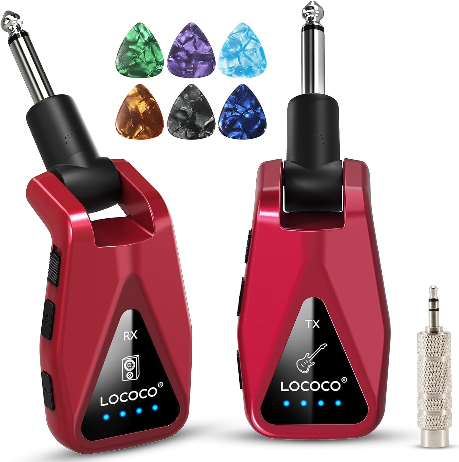 Wireless Guitar System Transmitter Receiver: UHF Cordless 164 Feet Range - 6 Cha