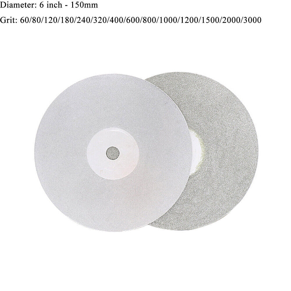 6" 150mm Diamond Coated Flat Lap Wheel Ceramic Glass Grinding Discs 60-3000 Grit