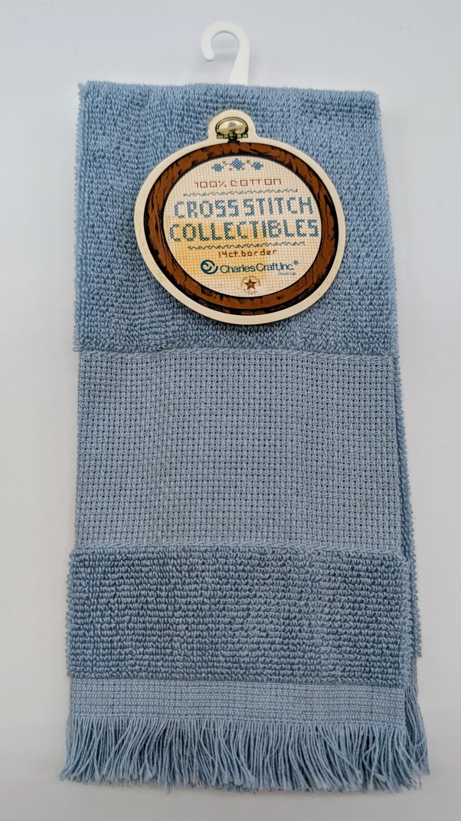 Charles Craft 14 Count Cross Stitch Blue Fingertip Towel 100% Cotton NEW