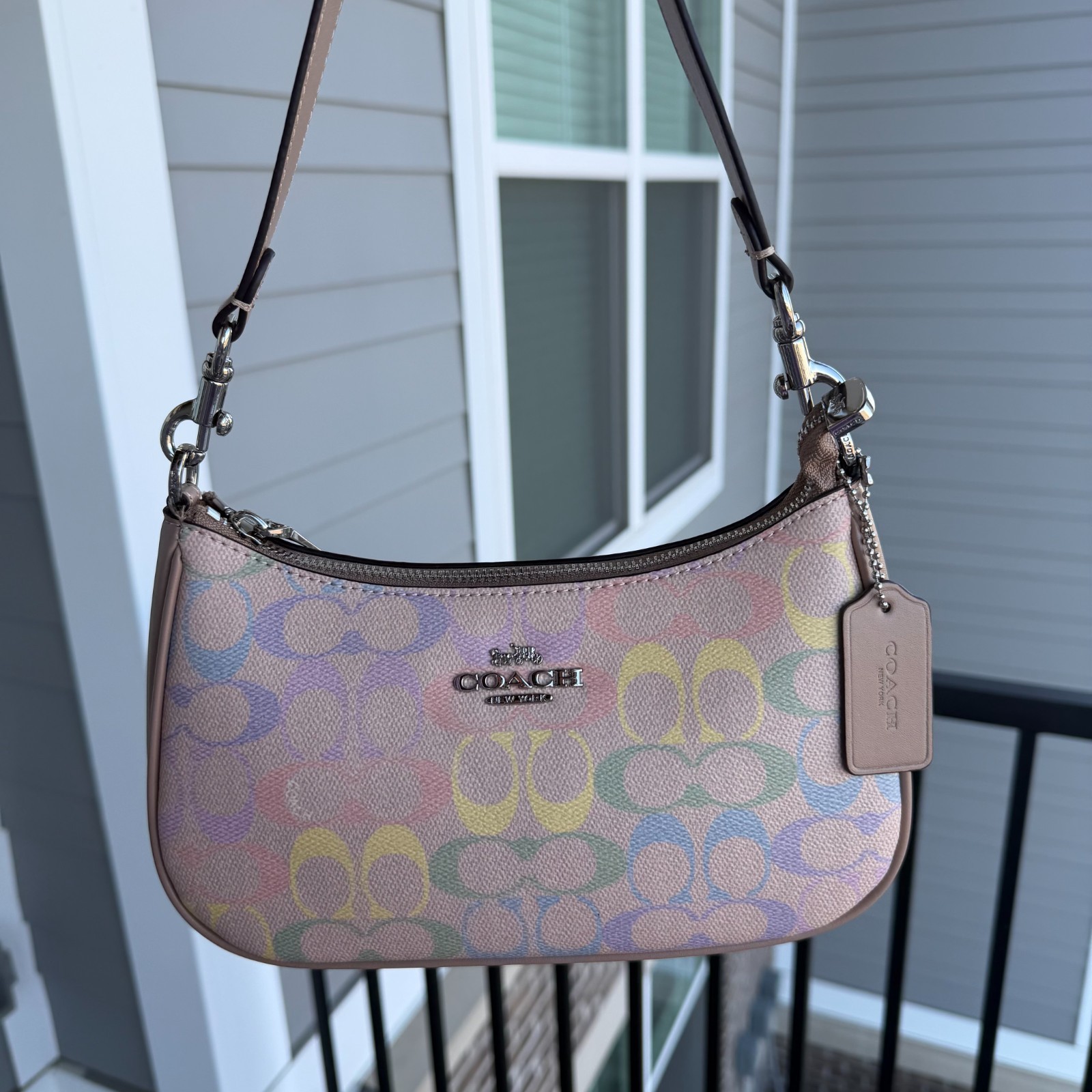 Coach Teri Shoulder Bag Rainbow Signature Canvas NWT Style CDA91 Purse