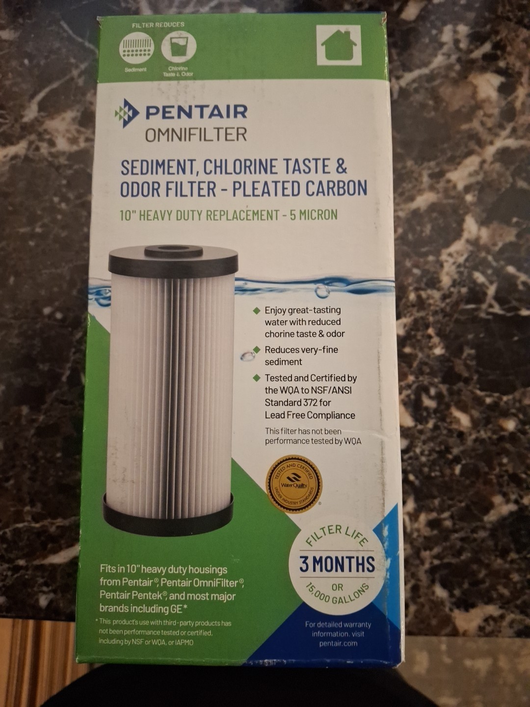 Pentair Omnifilter Sediment, Chlorine Taste & Odor 10" Carbon FIlter - TO6