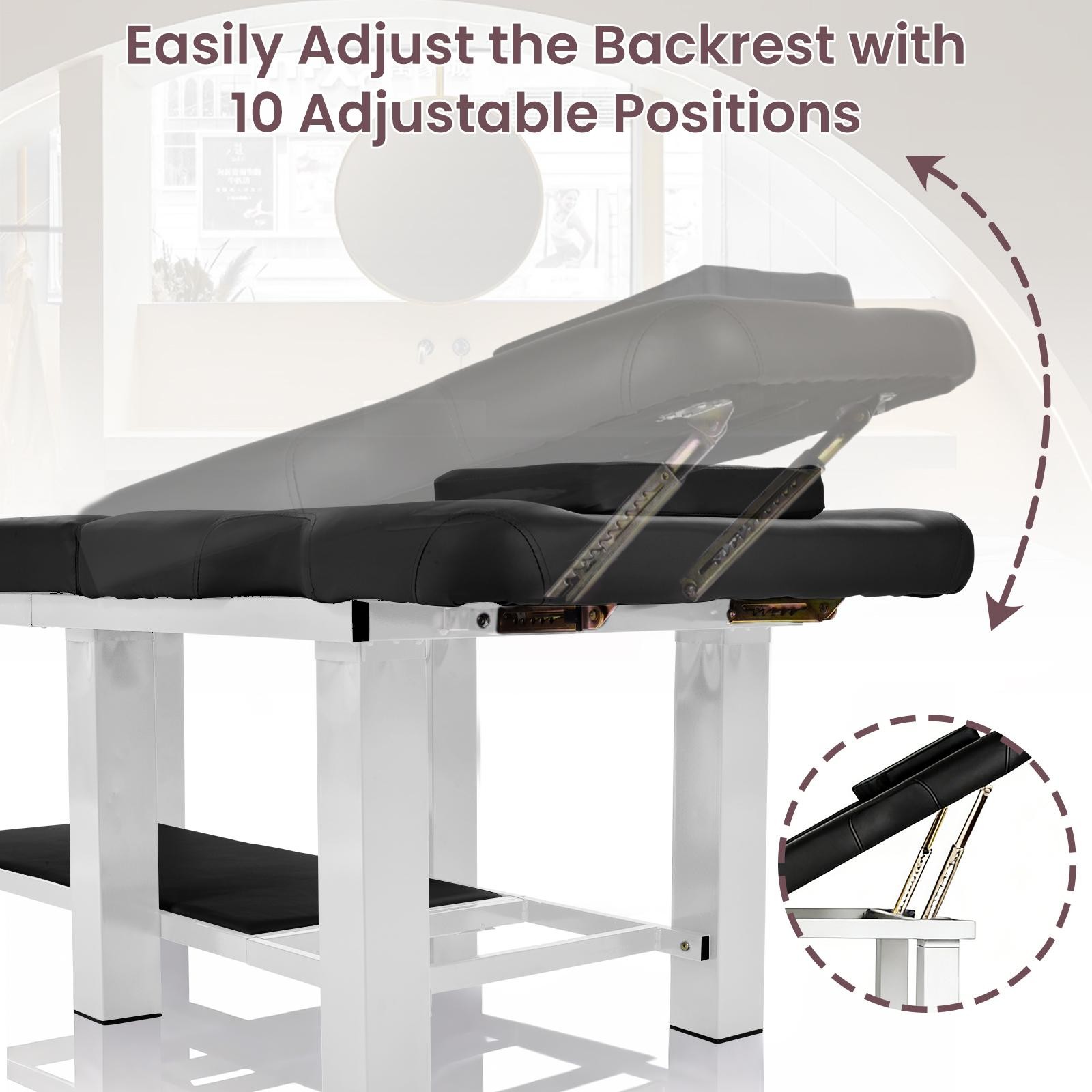Stationary Massage Table w/ Backrest for Treatment Table Physical Therapy Table
