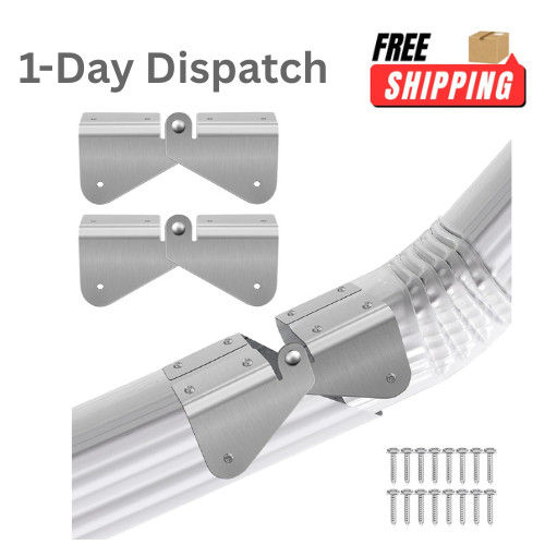 2PCS Stainless Steel Gutter Extension Flip-Up Hinge Downspout DIY Mounting