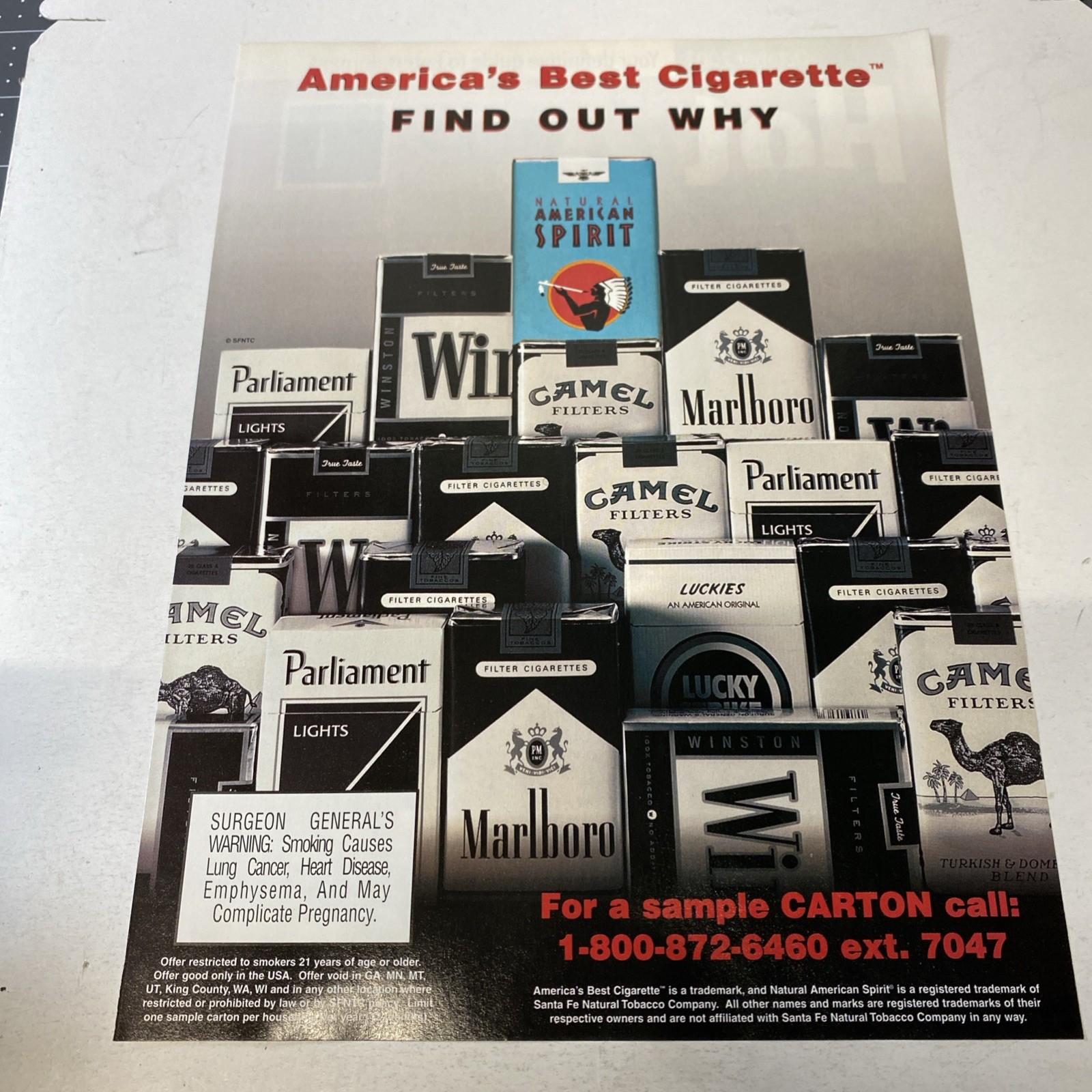 Natural American Spirit Cigarettes 2001 Trade Print Magazine Ad Poster ADVERT