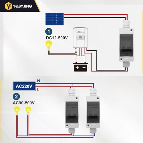 Solar Panel Disconnect Switchmp DC AC Miniature Circuit 500V Box & Wire 63A