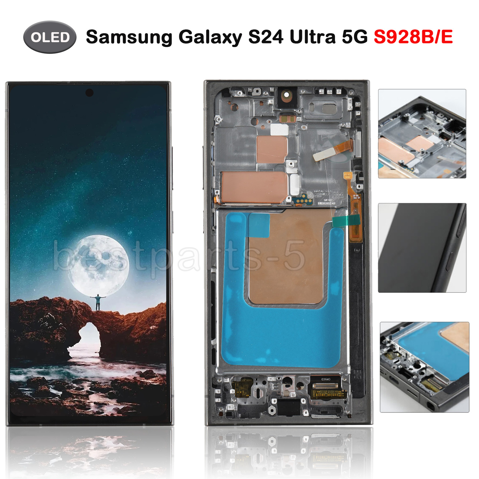 Samsung Galaxy S24 Ultra 5G S928B/E/U/W OLED Display Screen Frame Assembly Black